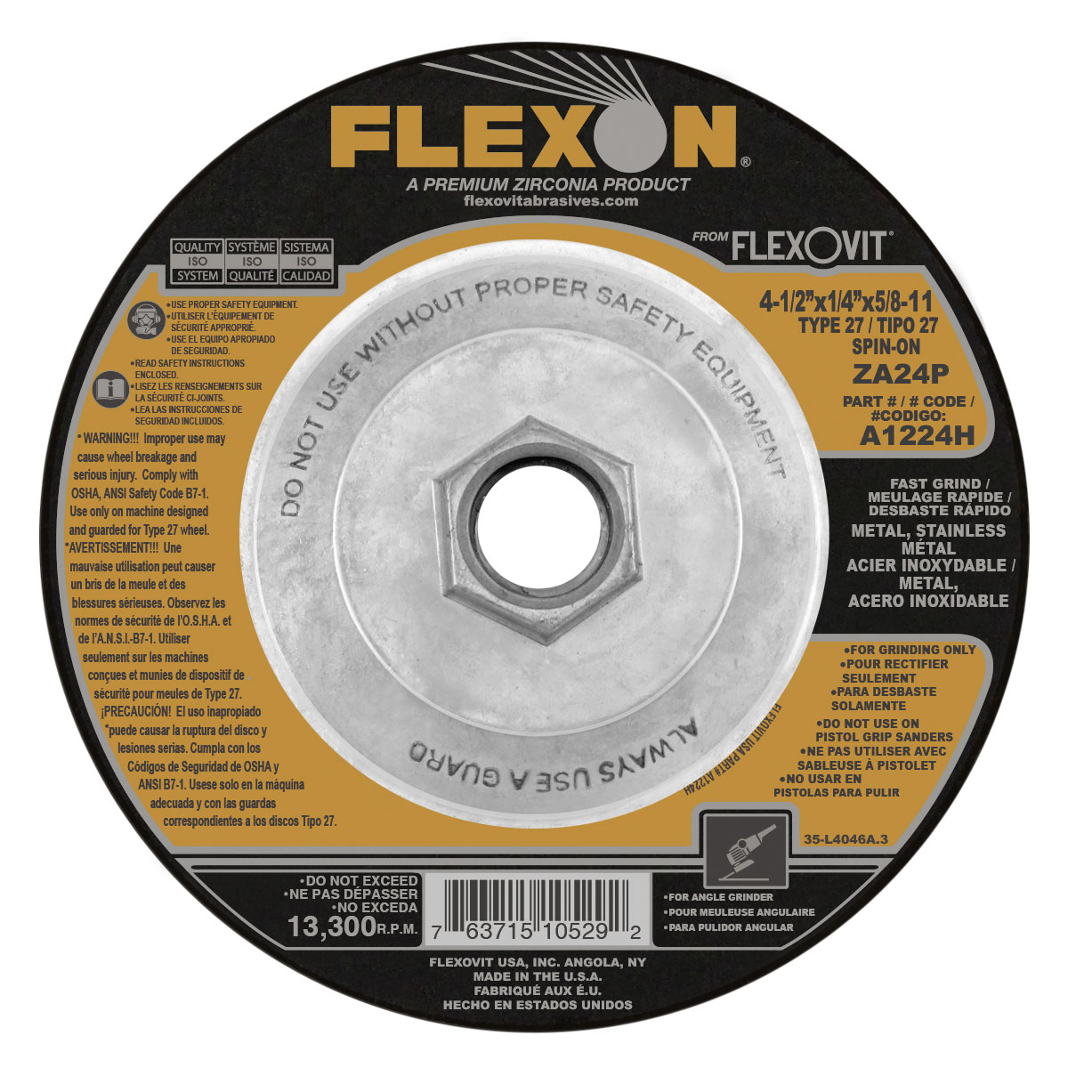 Item # A1224H, Type 27 Grinding Wheel On Flexovit USA,